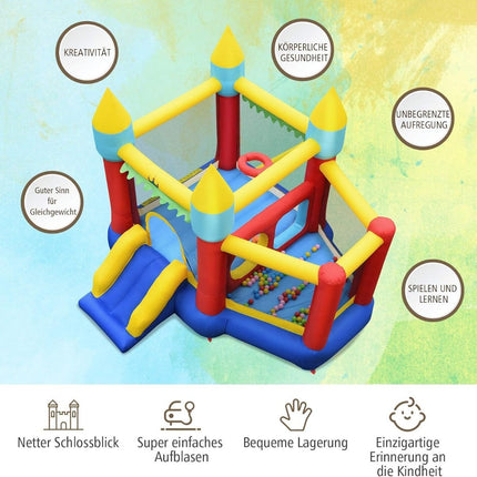 Nafukovací skákací hrad se skluzavkou, dmychadlem, míčky a taškou