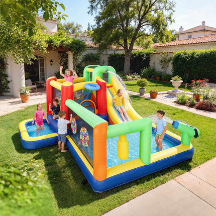 Aufblasbare Hüpfburg mit Rutsche & Pool für Kinder von 3-8 Jahren