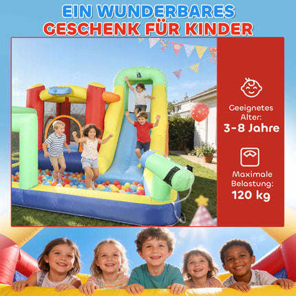 Aufblasbare Hüpfburg mit Rutsche & Pool für Kinder von 3-8 Jahren
