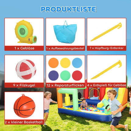 Aufblasbare Hüpfburg mit Rutsche & Pool für Kinder von 3-8 Jahren
