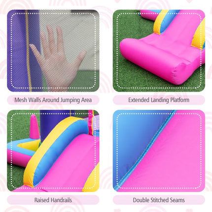Inflatable Bounce House with Slide, Splash Pool, Basketball Hoop