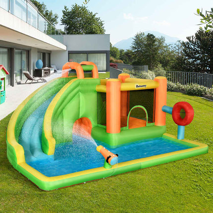 Hüpfburg aufblasbar mit Rutsche und Wasserpistole für Kinder