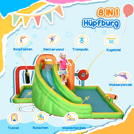 Hüpfburg aufblasbar mit Rutsche und Wasserpistole für Kinder