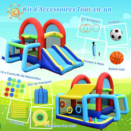 Inflatable Bouncy Castle With Double Slides, 450W Blower