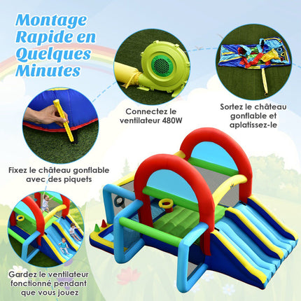 Inflatable Bouncy Castle With Double Slides, 450W Blower
