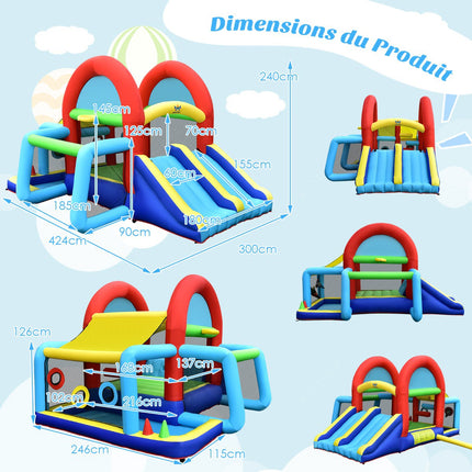 Inflatable Bouncy Castle With Double Slides, 450W Blower