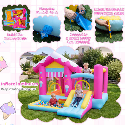 Inflatable Bouncy Castle with Slide & Ball Pit, 320x300x230 cm