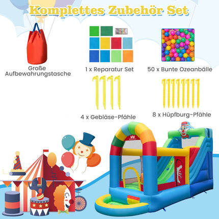 Inflatable Bouncy Castle with Slide and Ball Pit, 440x185x234 cm