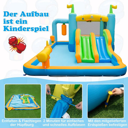 Aufblasbares Hüpfburg mit Doppelschüssen &amp; Planschbecken &amp; Wasserkanone &amp; Sandsack-Hüpfburgen