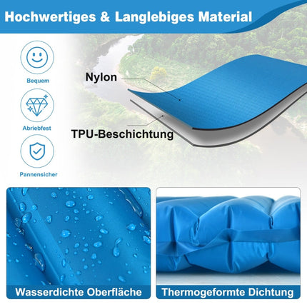 Aufblasbare Camping-Isomatte – Wasserdicht, 197x63x7 cm
