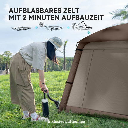 Aufblasbares 1-2-Personen-Campingzelt – winddicht, 4 Jahreszeiten