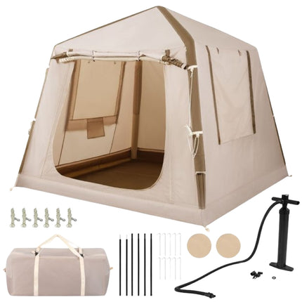 Inflatable Camping Tent, 2-4 Person, Pump, Carry Bag