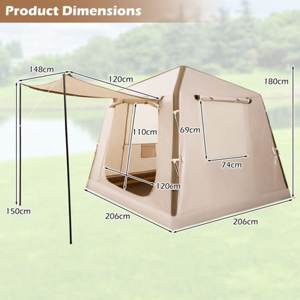 Inflatable Camping Tent, 2-4 Person, Pump, Carry Bag