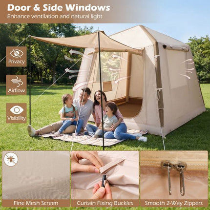 Inflatable Camping Tent, 2-4 Person, Pump, Carry Bag