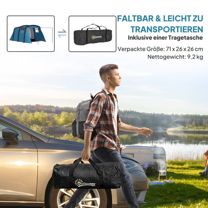 Tente de camping gonflable 3-6 personnes Tente tunnel extérieure avec fenêtre Porte Tapis de sol Sac de rangement Tente familiale Air Carrier UV50+ Tente pneumatique pour 3 saisons Tente de glamping coupe-vent |