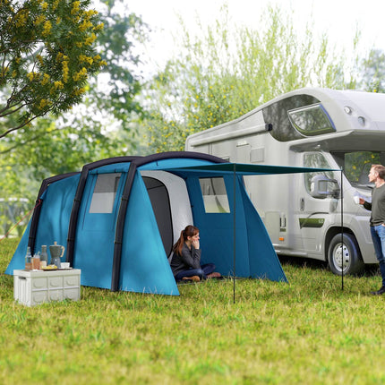 Tente de camping gonflable 3-6 personnes Tente tunnel extérieure avec fenêtre Porte Tapis de sol Sac de rangement Tente familiale Air Carrier UV50+ Tente pneumatique pour 3 saisons Tente de glamping coupe-vent |