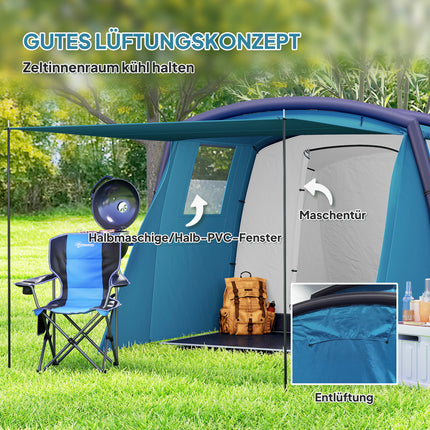 Tente de camping gonflable 3-6 personnes Tente tunnel extérieure avec fenêtre Porte Tapis de sol Sac de rangement Tente familiale Air Carrier UV50+ Tente pneumatique pour 3 saisons Tente de glamping coupe-vent |