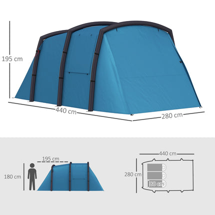 Tente de camping gonflable 3-6 personnes Tente tunnel extérieure avec fenêtre Porte Tapis de sol Sac de rangement Tente familiale Air Carrier UV50+ Tente pneumatique pour 3 saisons Tente de glamping coupe-vent |