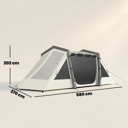Inflatable Camping Tent, 3 Rooms, Darkened Bedroom, Waterproof
