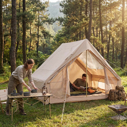 Aufblasbares Campingzelt, 4 Personen, Pumpe, Wasserdicht, Oberlicht