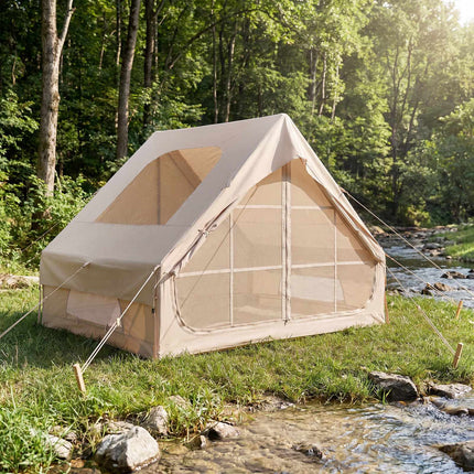 Aufblasbares Campingzelt, 4 Personen, Pumpe, Wasserdicht, Oberlicht