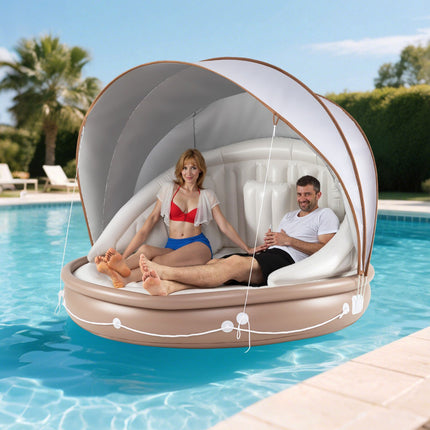 Inflatable Canopy Pool Lounger Float, SPF 50+, 440 lb