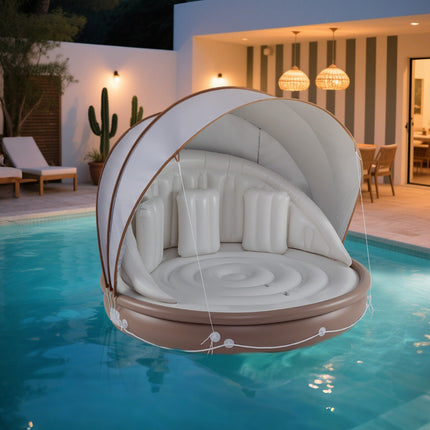 Inflatable Canopy Pool Lounger Float, SPF 50+, 440 lb