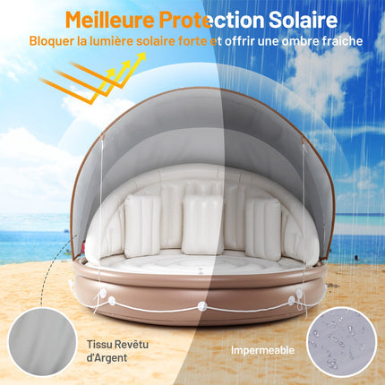 Inflatable Canopy Pool Lounger Float, SPF 50+, 440 lb