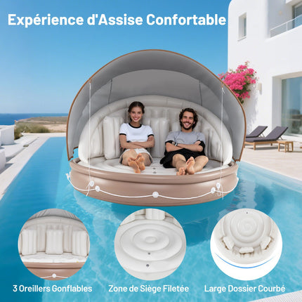 Inflatable Canopy Pool Lounger Float, SPF 50+, 440 lb