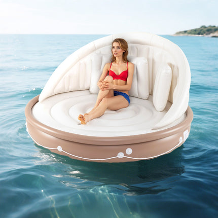 Inflatable Canopy Pool Lounger Float, SPF 50+, 440 lb