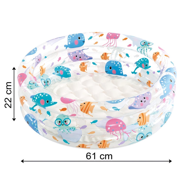 Aufblasbarer Kinderpool, 61x22 cm, 28L, Meeresbewohner-Design