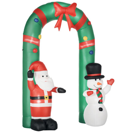 Aufblasbarer Weihnachtsbogen mit Weihnachtsmann, Schneemann, LED-Beleuchtung