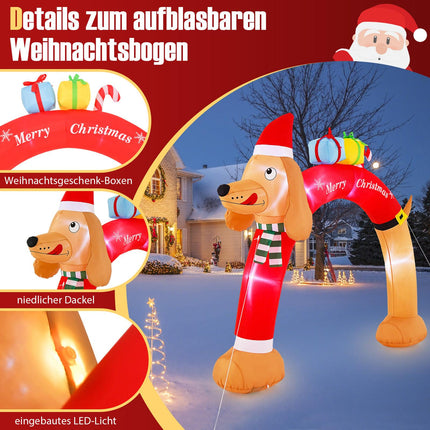 Aufblasbarer Weihnachts-Dackel-Bogen mit LEDs, 242 cm
