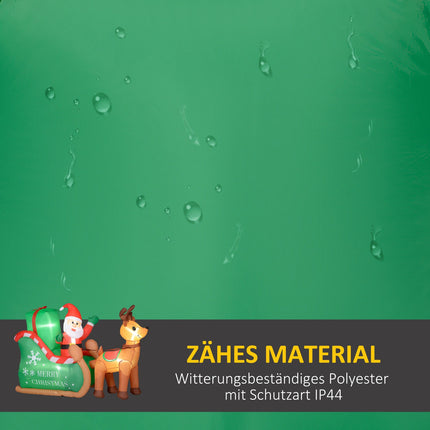 Inflatable 2.1 m Santa with sleigh and reindeer - LED On