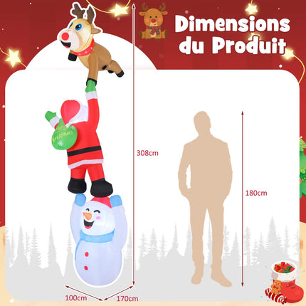 Aufblasbare Weihnachtsdekoration, 308 cm Weihnachtsmann mit LEDs
