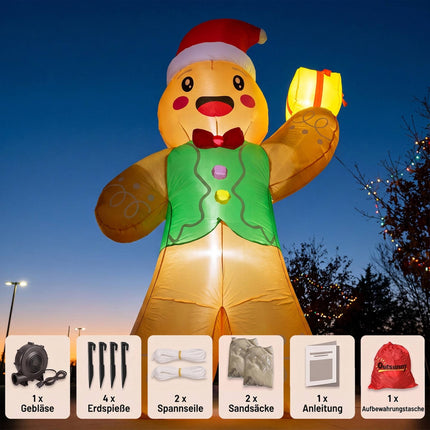 Inflatable Christmas Gingerbread Man with LEDs, 250 cm