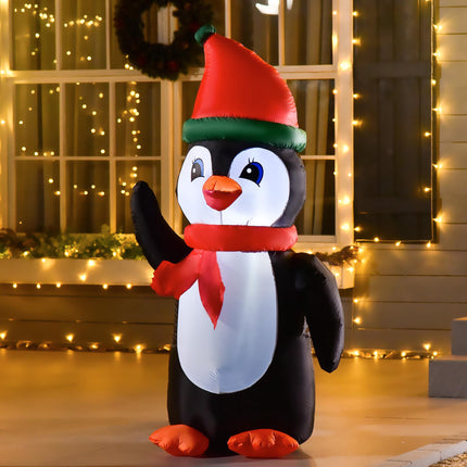 Inflatable Christmas Penguin 155 cm with 3 LED Lights, Scarf Design, IP44
