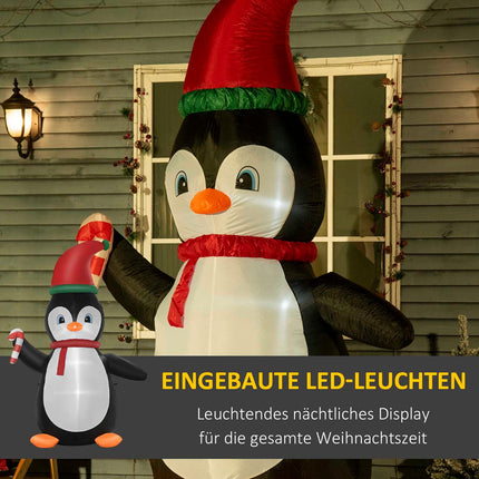 Nafukovací vánoční tučňák, 2.5m, 3 LED světla