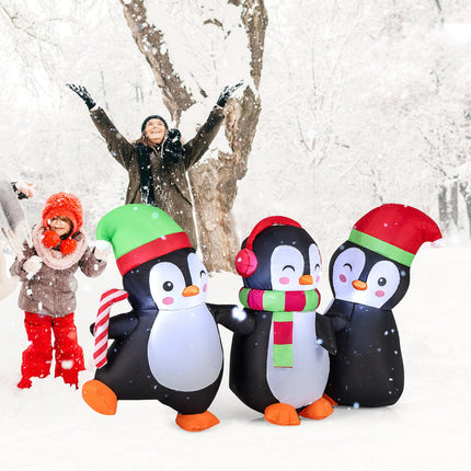 Aufblasbare Weihnachts-Pinguin-Familie, LED-Beleuchtung, 170 cm