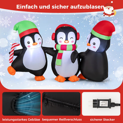 Aufblasbare Weihnachts-Pinguin-Familie, LED-Beleuchtung, 170 cm
