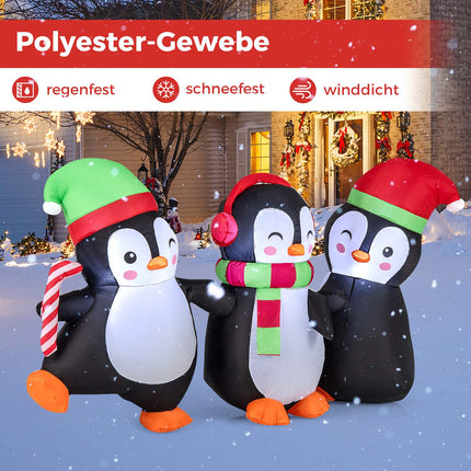 Aufblasbare Weihnachts-Pinguin-Familie, LED-Beleuchtung, 170 cm