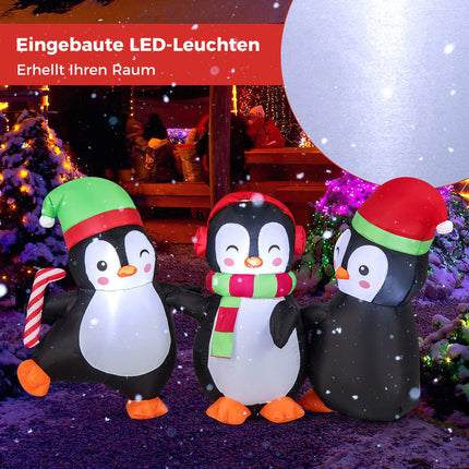 Aufblasbare Weihnachts-Pinguin-Familie, LED-Beleuchtung, 170 cm