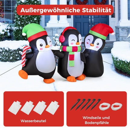 Aufblasbare Weihnachts-Pinguin-Familie, LED-Beleuchtung, 170 cm
