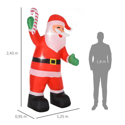 Inflatable Christmas Santa with LED Lights, 243cm
