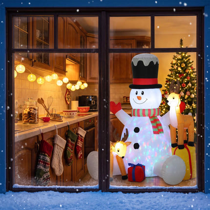 Inflatable Christmas Snowman with 2 Reindeer, 215 cm, LED Lights, Outdoor