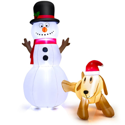 Inflatable Christmas Snowman with Dog, 180 cm, LED Lights