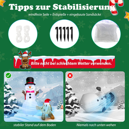 Inflatable Christmas Snowman with Dog, 180 cm, LED Lights