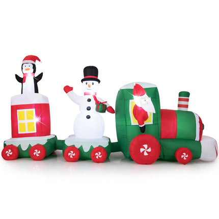 Aufblasbarer Weihnachtszug mit Weihnachtsmann, Schneemann und Pinguin