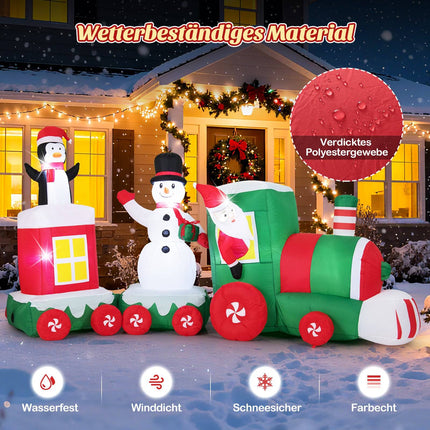 Aufblasbarer Weihnachtszug mit Weihnachtsmann, Schneemann und Pinguin