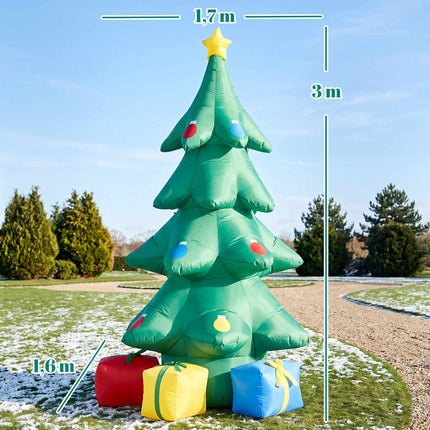 Inflatable Christmas Tree 300 cm with RGB Star LED, Gift Boxes, IP44, Outdoor